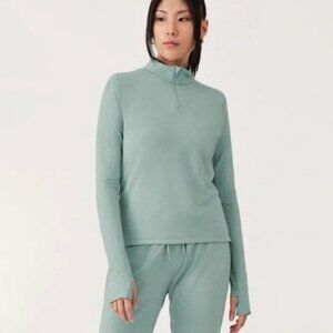 Allbirds Quarter Zip Pullover Natural Run Mid Layer Green Hush Athleisure Casual